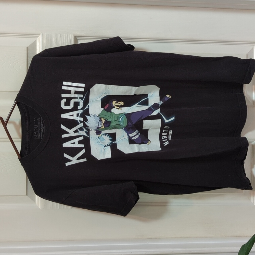 NARUTO Kakashi Shippuden Collection Black Short Sleeve Graphic T-shirt Men's XL